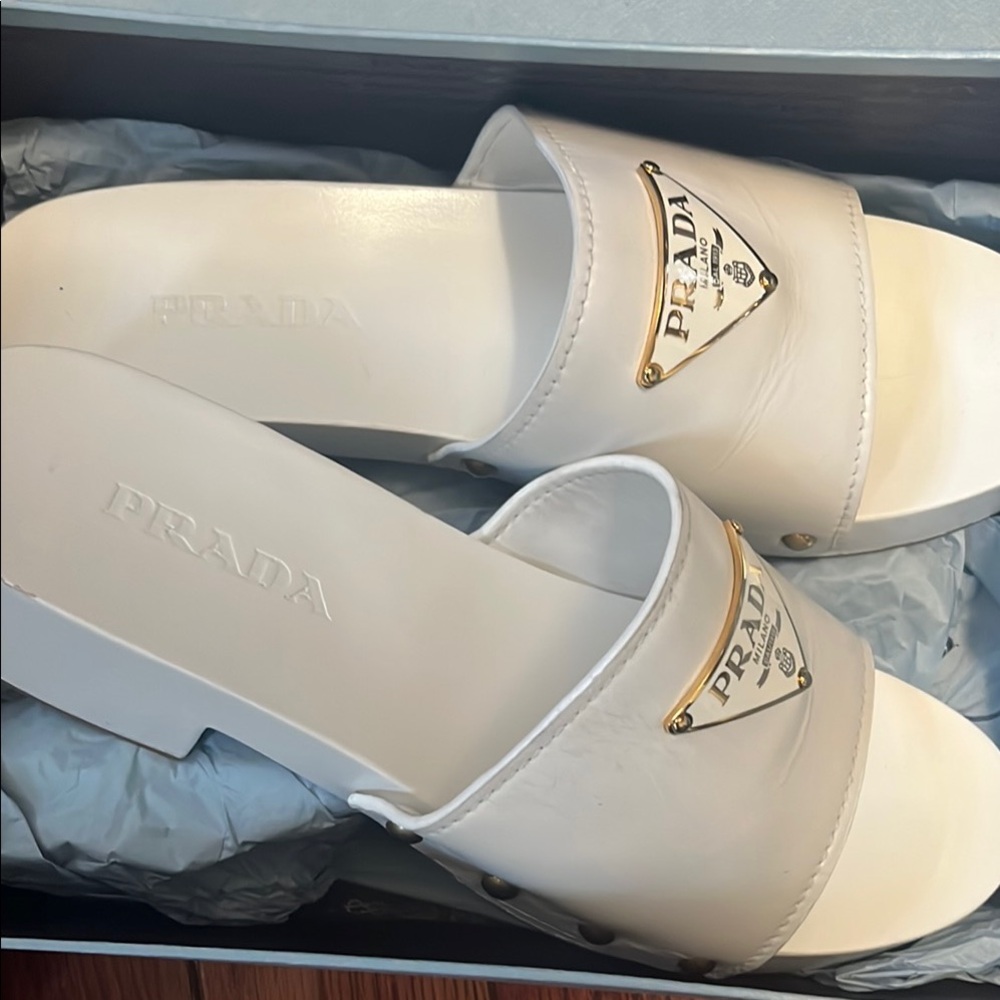 Prada Milano White Clogs Mules - Picture 2 of 10